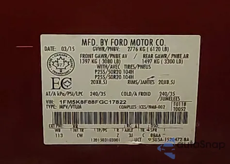 2015 Ford Explorer Limited z USA, uszkodzony, nr VIN 1FM5K8F88FGC17822